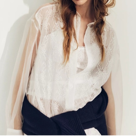 Elegant White Lace Men's Shirt - Picture 1 of 4